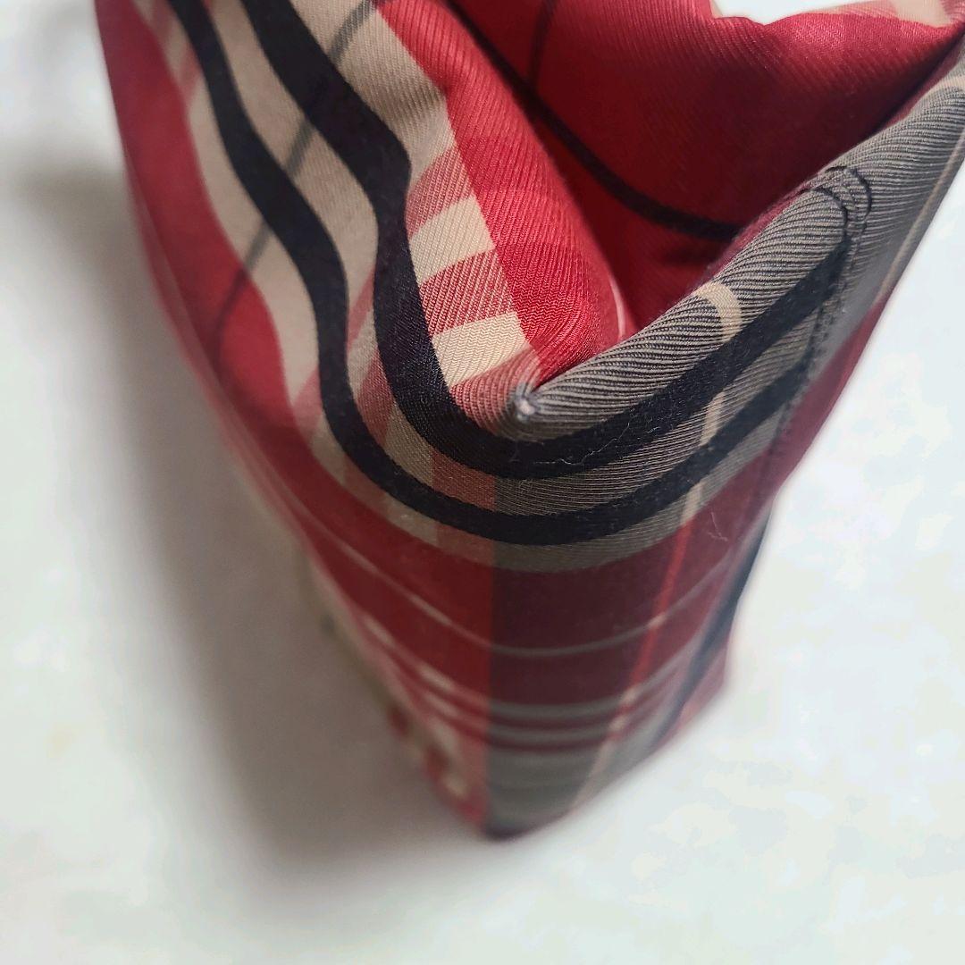 バーバリー BURBERRY ハンドバッグ トートバッグ ベージュ 赤