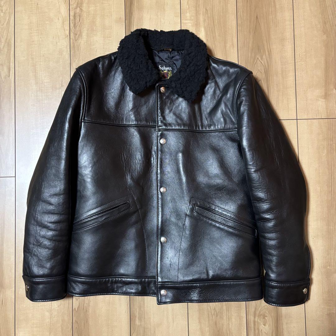 schott 219US カラーボア ランチレザージャケット 茶芯 レザー