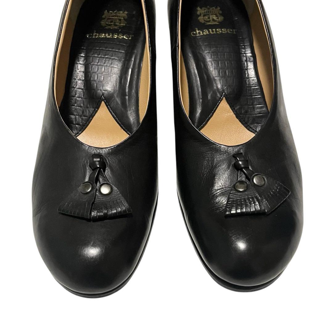 【美品】◾️chausser◾️タッセルパンプス◾️ローファー◾️ビブラム◾️ブラック