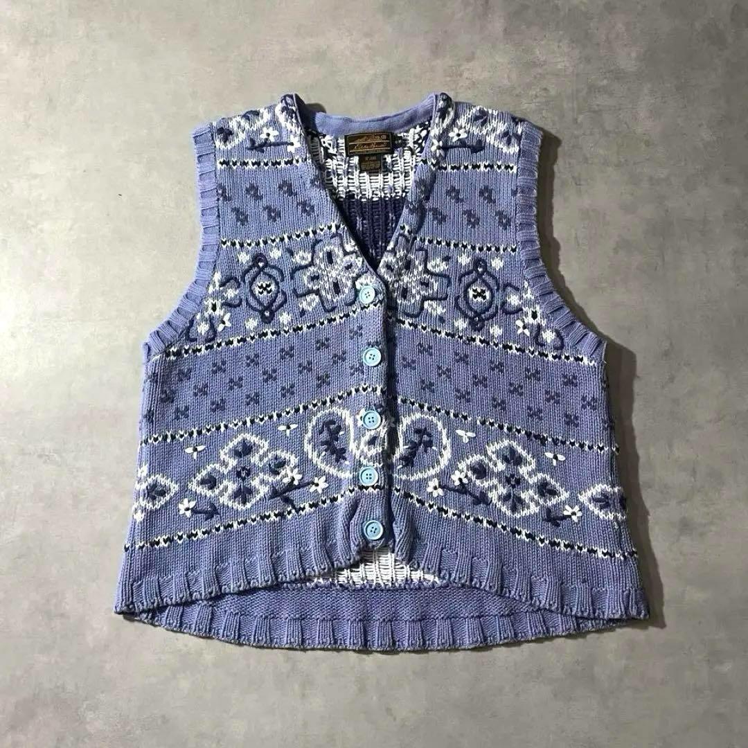 80s Eddie Bauer cotton knit vest 黒タグ ベスト - メルカリ