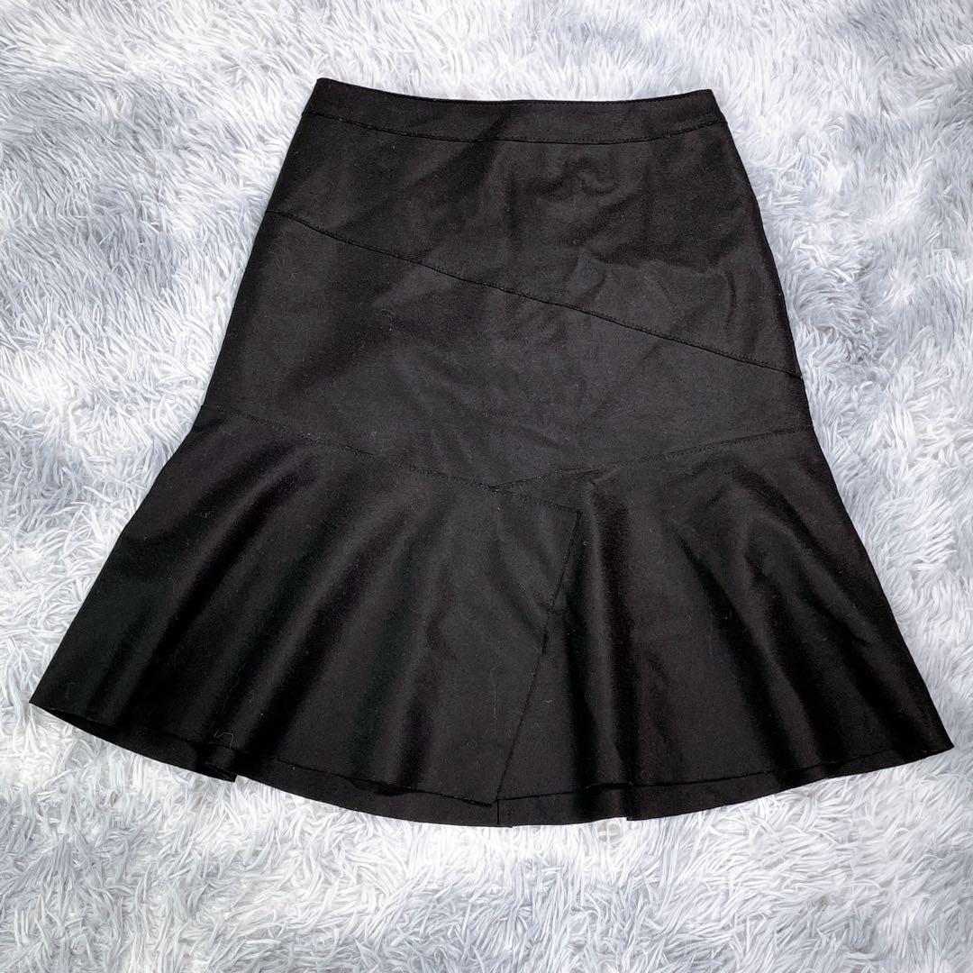 23区【38】フレアミディ丈スカート　ブラック　レディース