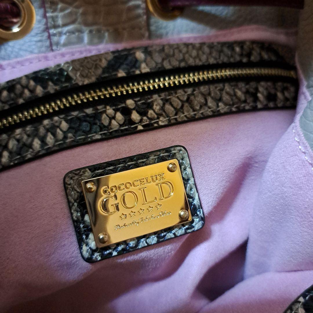 COCOCELUX GOLD レザー 巾着トート 2WAY ショルダー