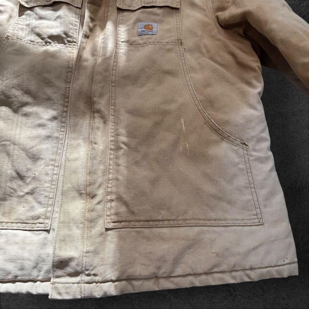 90s 神フェード Carhartt ダック地 トラディショナルコート ベージュ 90s 神フェード Carhartt ダック地 トラディショナルコート ベージュ