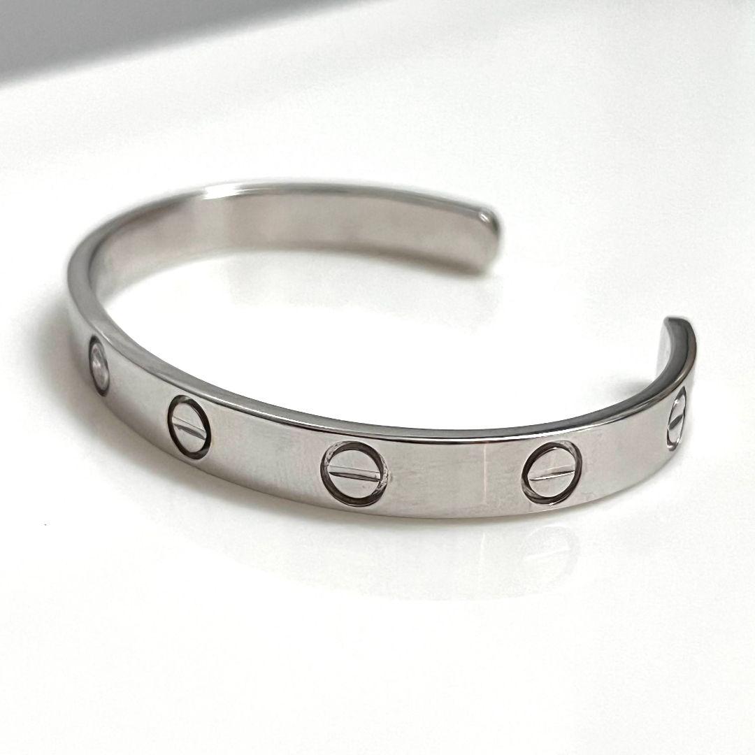 カルティエ ダイヤモンド1石 ホワイトゴールド オープン ラブブレスレット