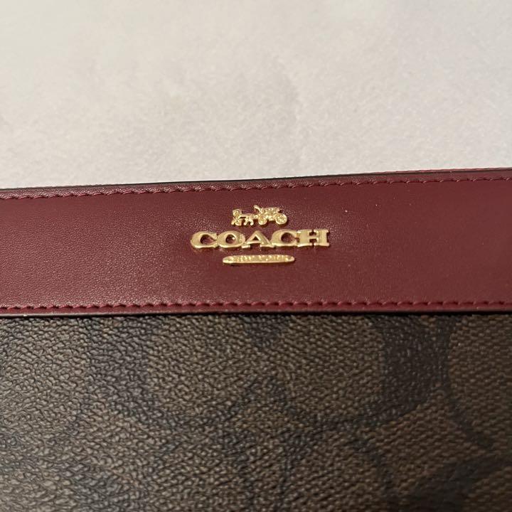 『新品未使用』COACH コーチ 長財F76873ロゴブラウン×上部レッド 新品未使用COACH 長財布F76873レッド ブラウン コーチ 正規品
