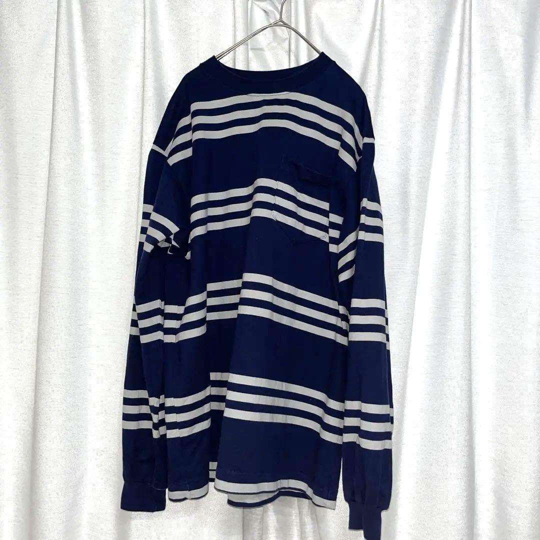 トップス LQQK STUDIO L/S RUGBY BORDER POCKET TEE