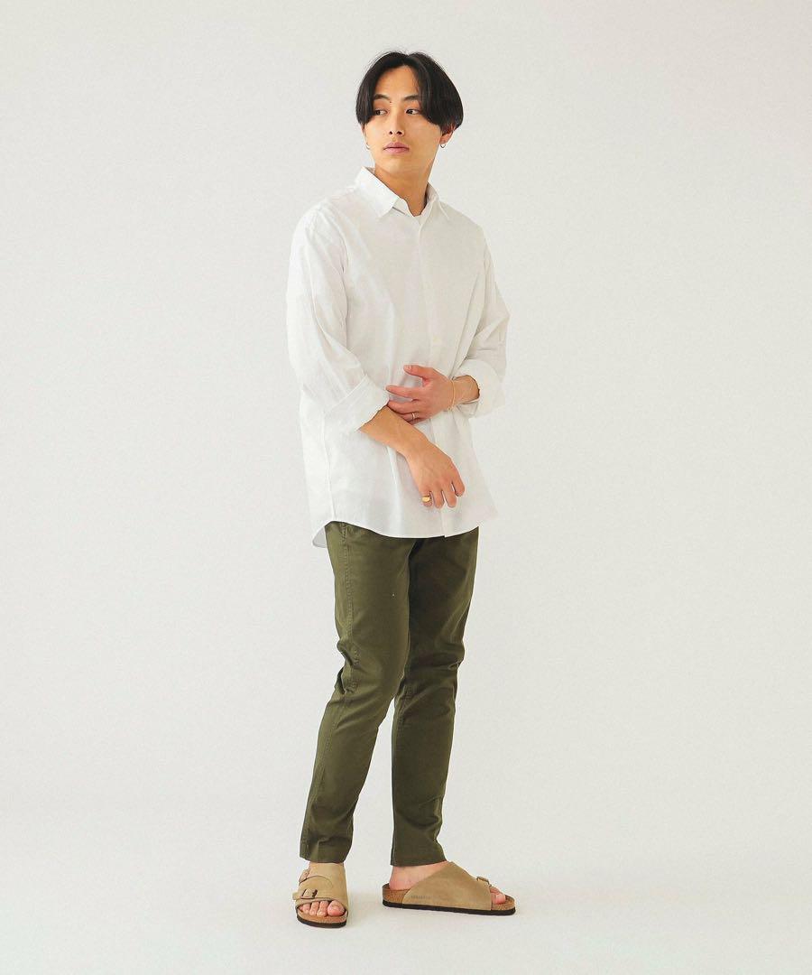 【ビームスの百名品】BEAMS / ストレッチテーパードチノ オリーブ パンツ