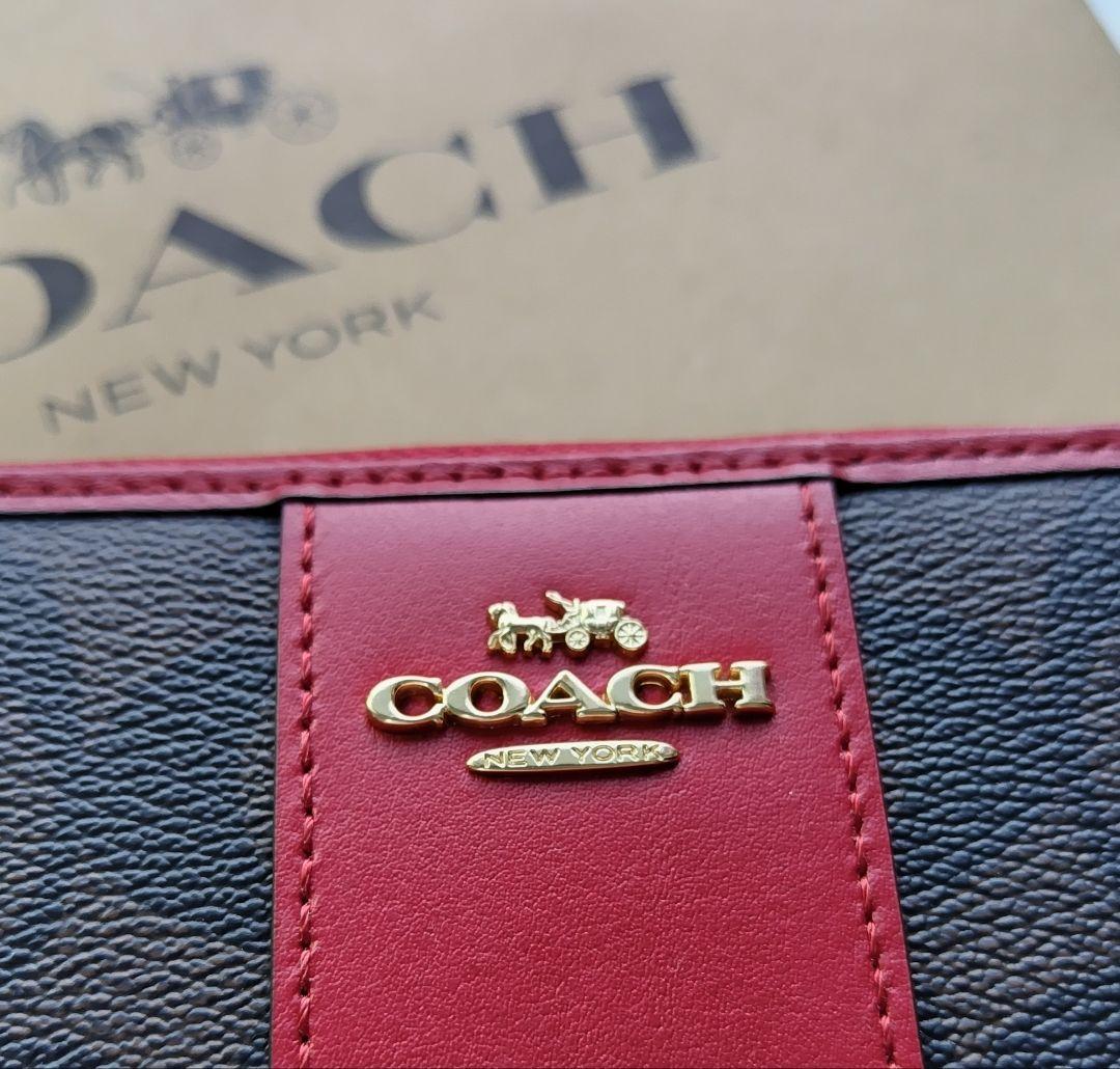 定価の75%オフ】【新品】COACH♤長財布♤レッド♤ブラウン♤シグネチャー 新品】COACH コーチ 長財布 シグネチャー ブラウン レッド