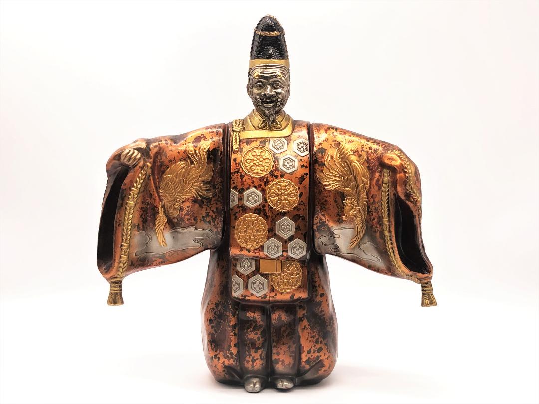 新作モデル 式三番翁 面取れ白式尉 】 彫金色絵 無銘上手 N0705K 美術品 工芸品