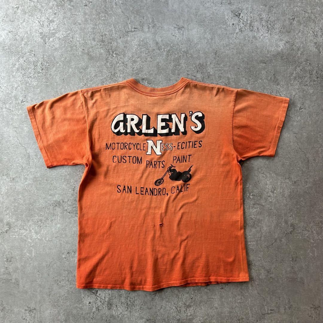 60s tシャツ USA製 XL 橙 アレンネス ハーレー モーターサイクル