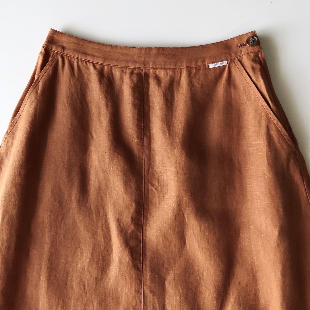 美品 NON NO リネンスカート M Mademoiselle NON NON Mademoiselle NON NON マドモアゼルノンノン ウエストリボン