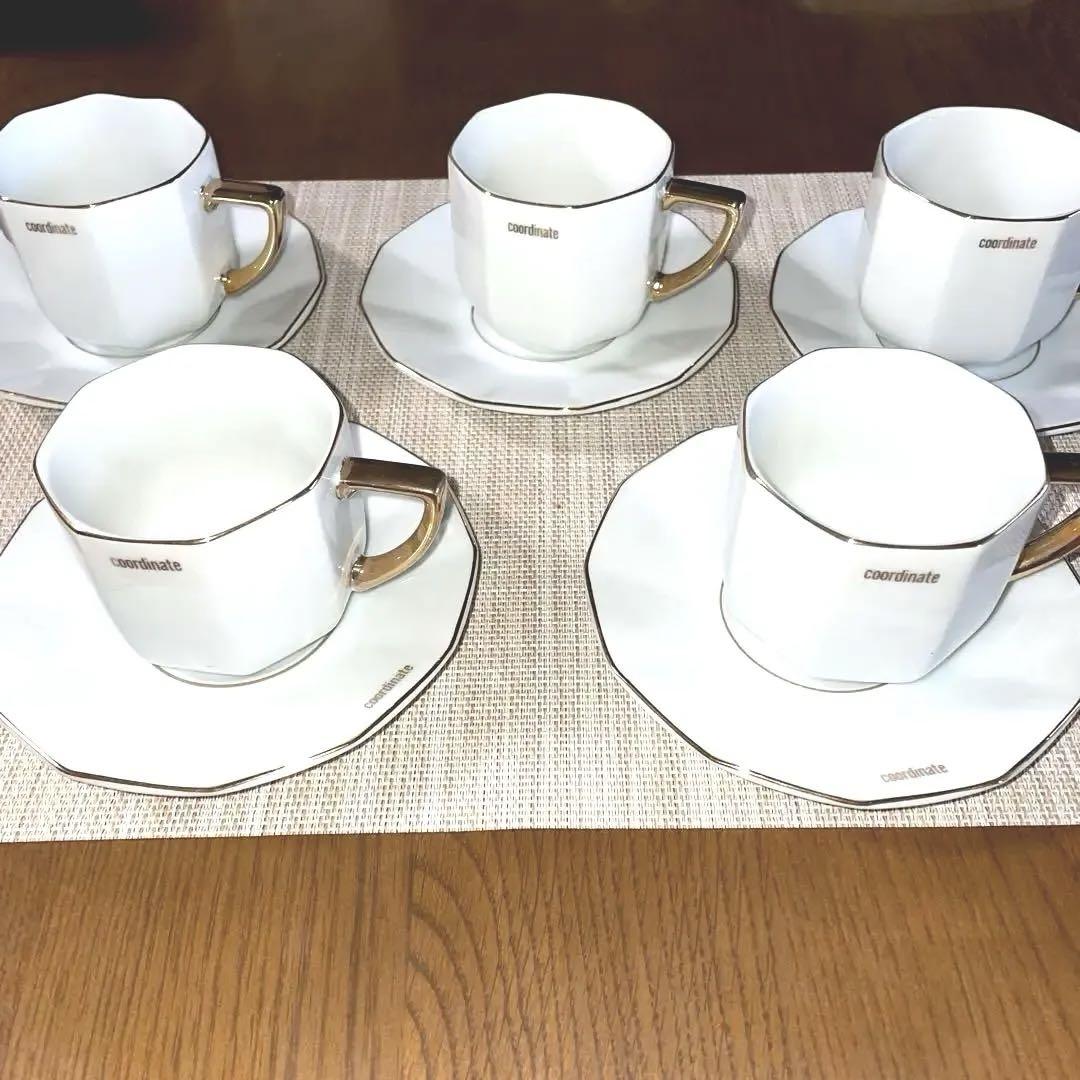 金縁美濃焼コーヒーカップ&ソーサー５客組