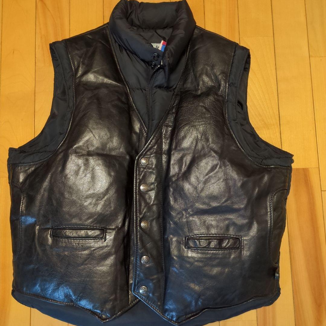 Schott レザー ダウン ベスト 42