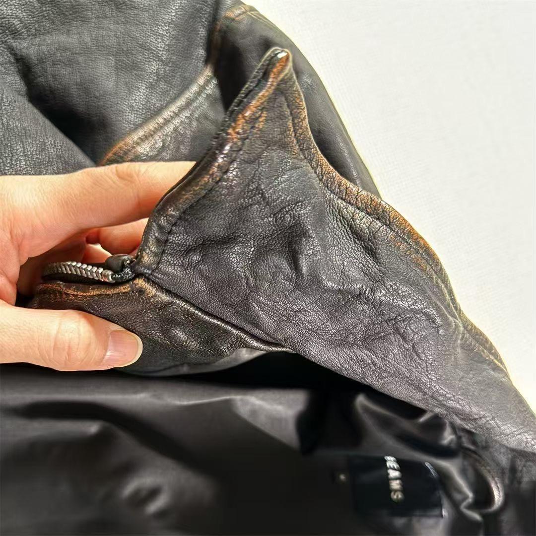 BEAMS 2024AW ユーズド加工 レザージップブルゾン