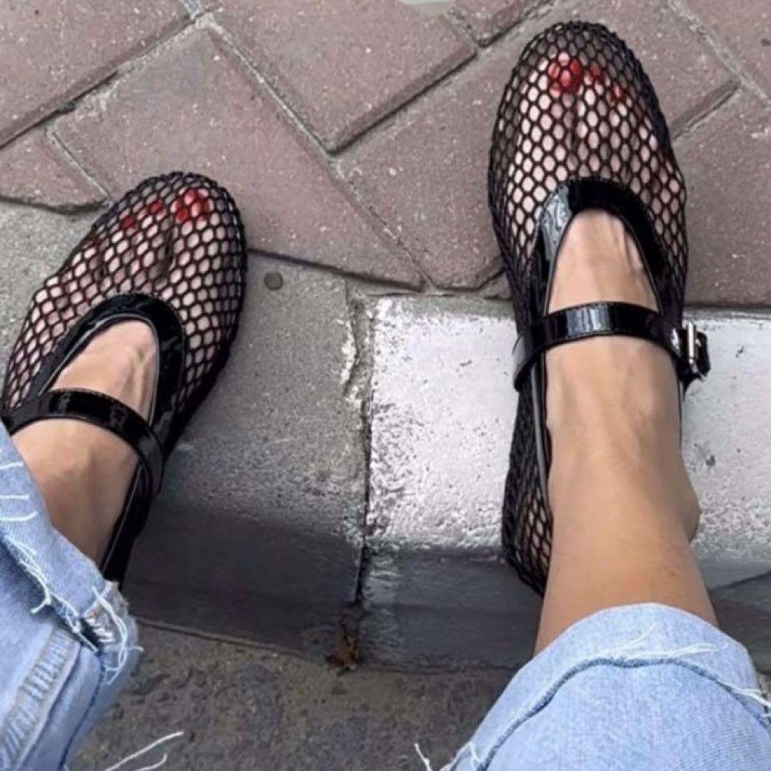 Alaia アライア フィッシュネット バレリーナ　黒　品薄商品　正規品 Alaia アライア フィッシュネット バレリーナ 黒 品薄商品 正規品