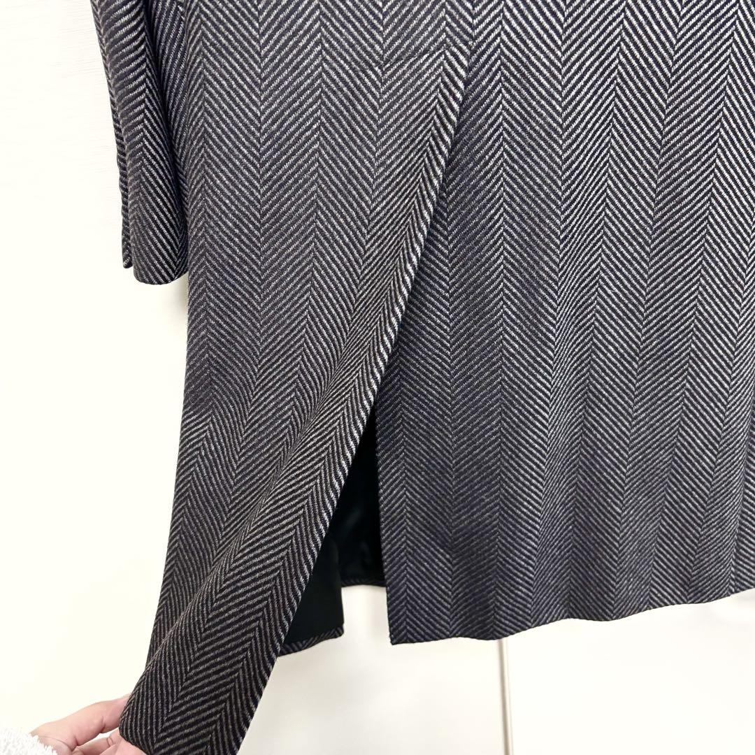 【美品】ARMANI アルマーニコレツォーニ　チェスターコート ヘリンボーン柄