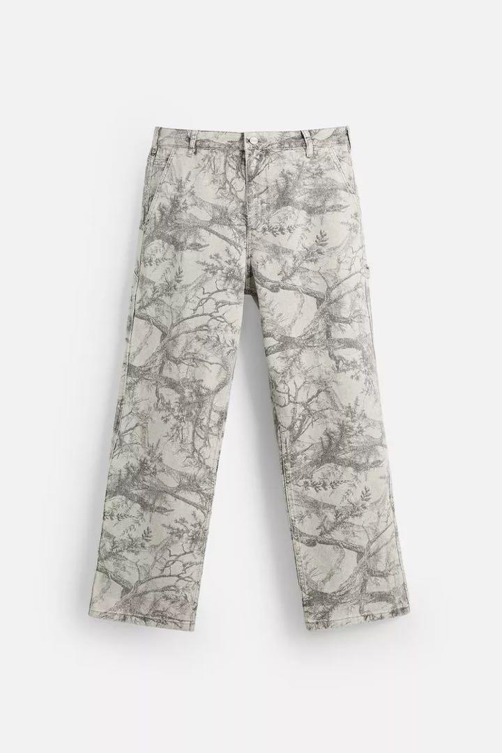 ZARA パンツ アブストラクトプリント カーペンターパンツ 値下げ