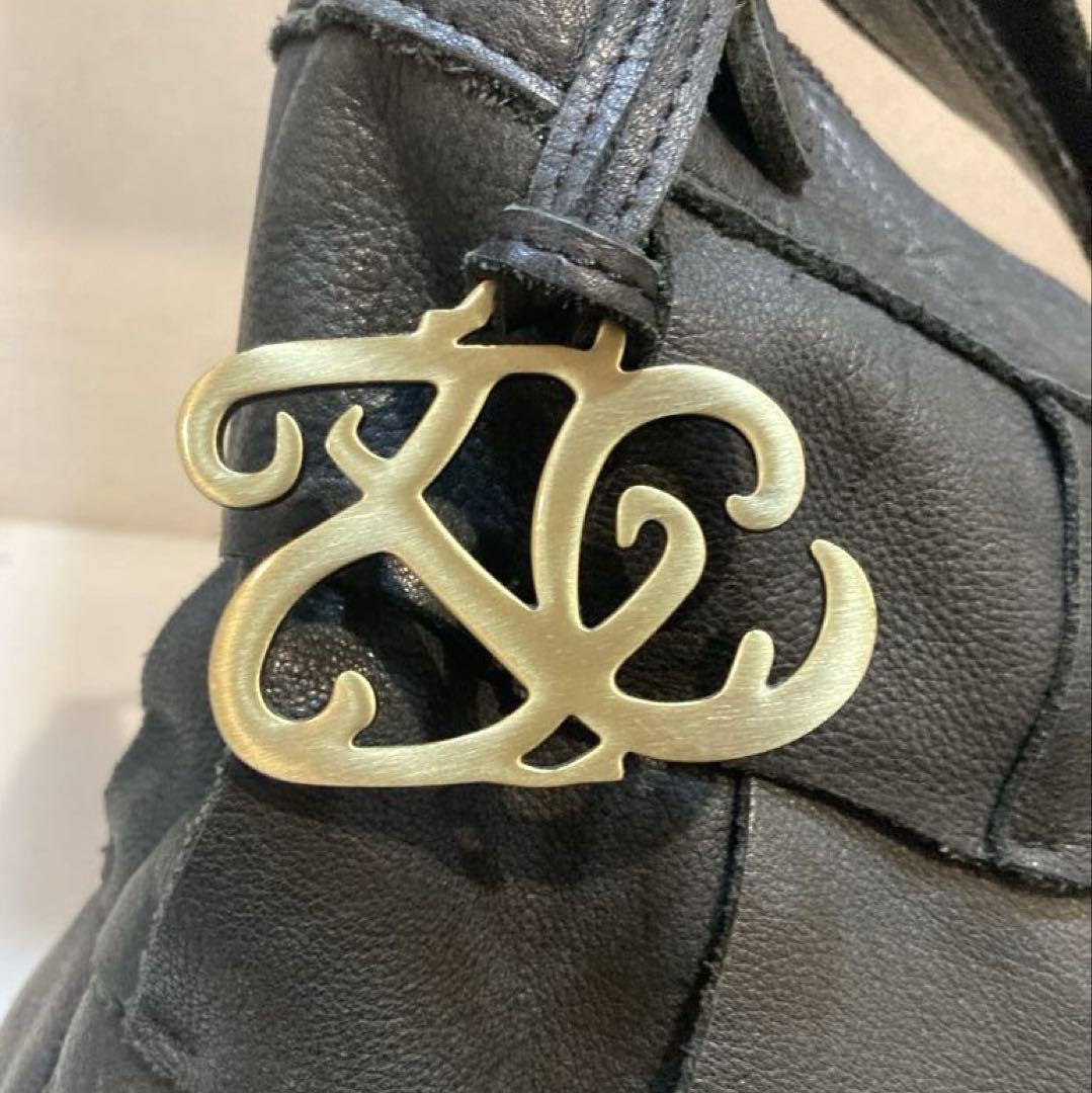 【美品】zucchero filato 編み込み　レザー　ショルダーバッグ　黒
