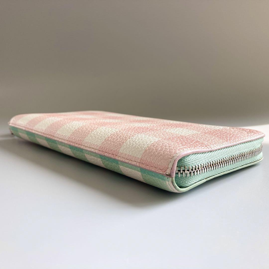 希少 美品 LOEWE ロエベ 長財布 アナグラム チェック レザー レディース