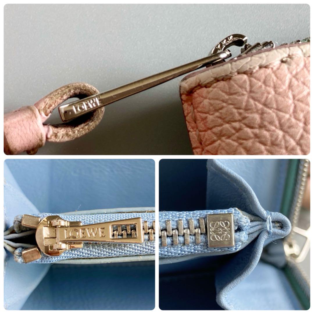 希少 美品 LOEWE ロエベ 長財布 アナグラム チェック レザー レディース