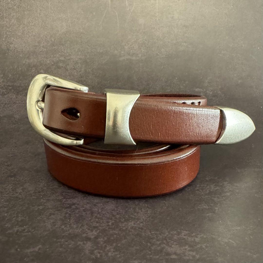 デッドストック品 フランス製 ヴィンテージレザー ベルト 本革 ブラウン