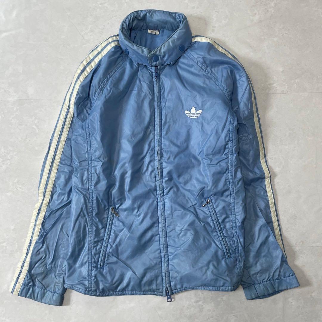 アディダス ブルー 西ドイツ製 80s 刺繍 ロゴ ナイロンジャケット