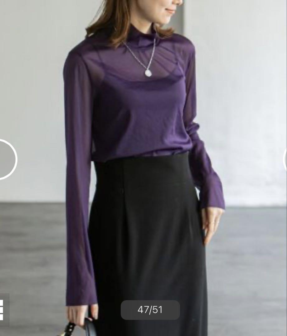 新品　NOBLE シアースキニーハイネックTOPS ノーブル