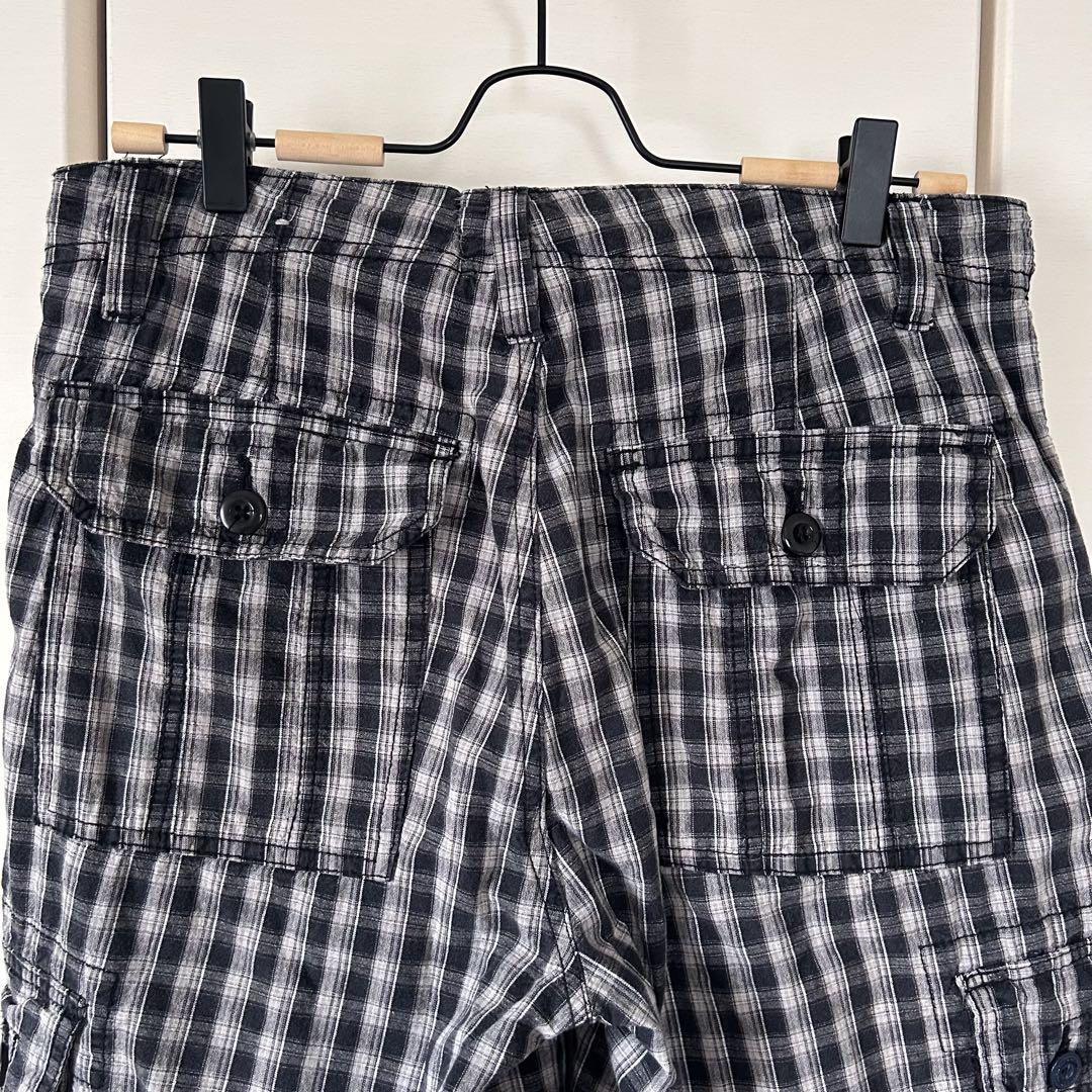  2025年おすすめのアイテム満載 Y2K 00s チェック ショーツ 黒白 カーゴパンツ ハーフパンツ パンツ