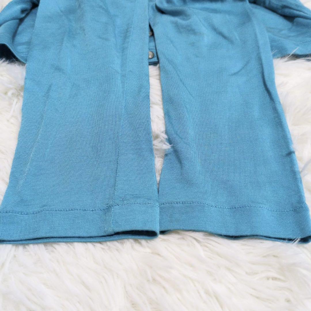 agnes b. カーディガン プレッション クロップド丈 長袖 ブルー S