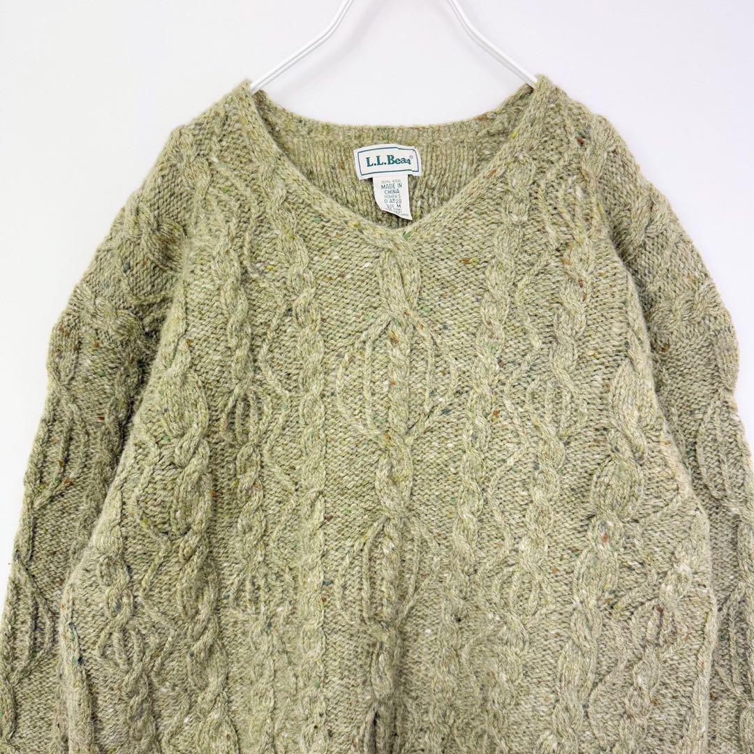 80s90s L.L.Beanエルエルビーン ウール ケーブルニット S723b