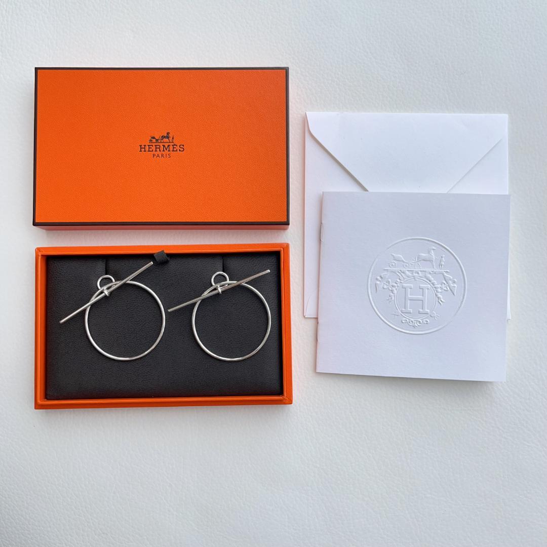 専用エルメス HERMES ループピアス　MM　シルバー　新品 未使用