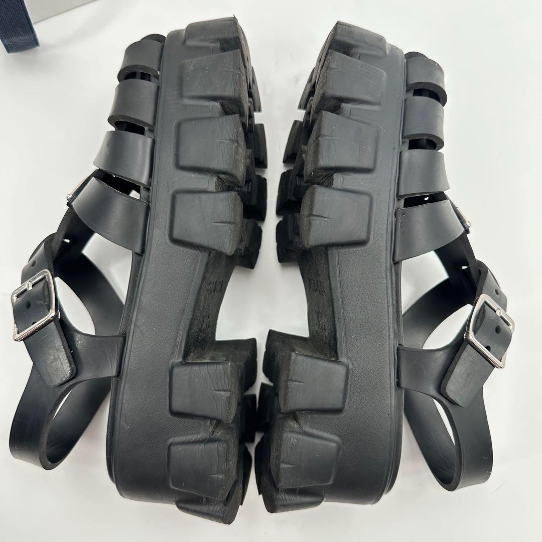 36 PRADA モノリス ラバーサンダル ブラック トライアングルロゴ 黒