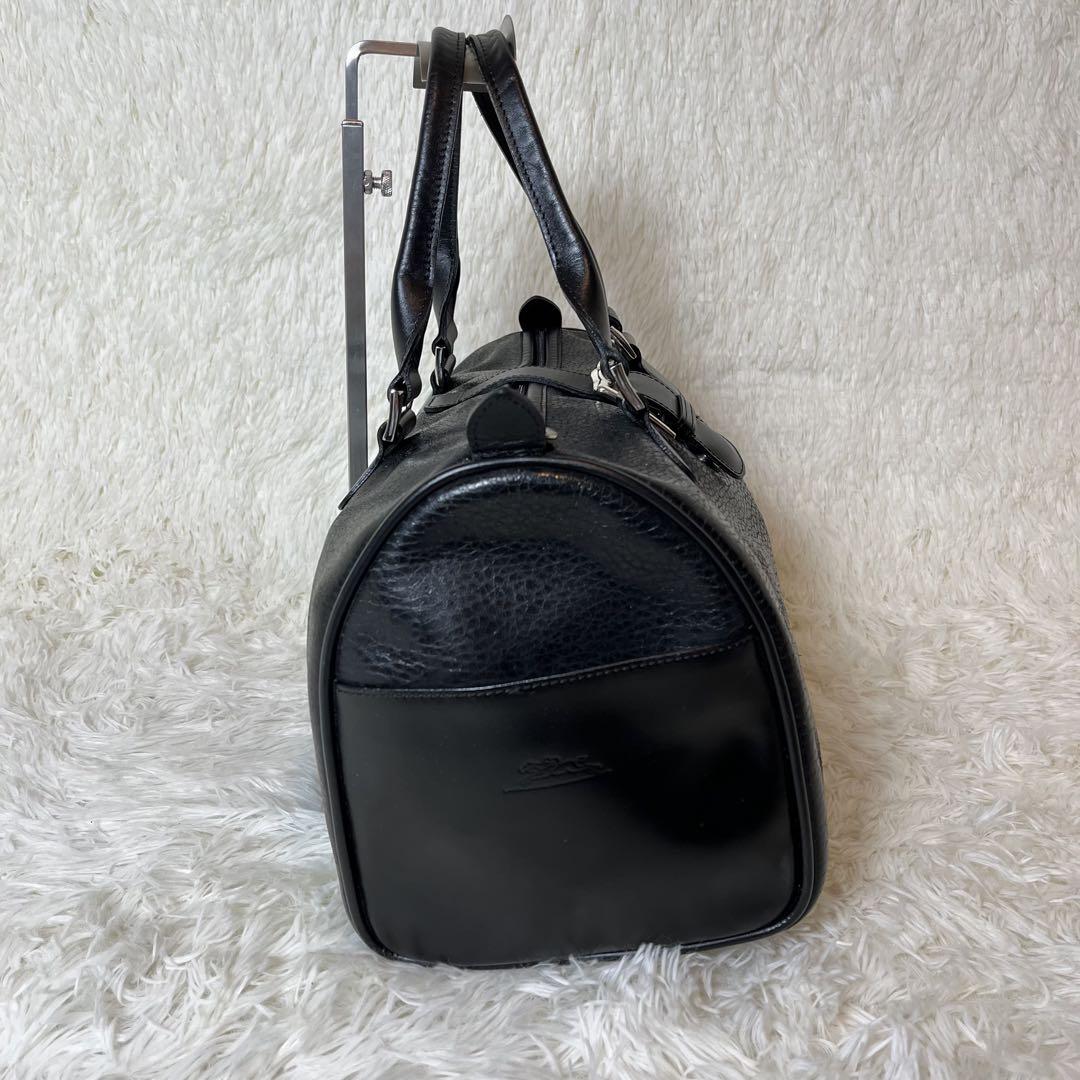 LONGCHAMP ミニボストンバッグ オールレザー 黒 シルバー金具 eeetasmaniaexpo.com.au
