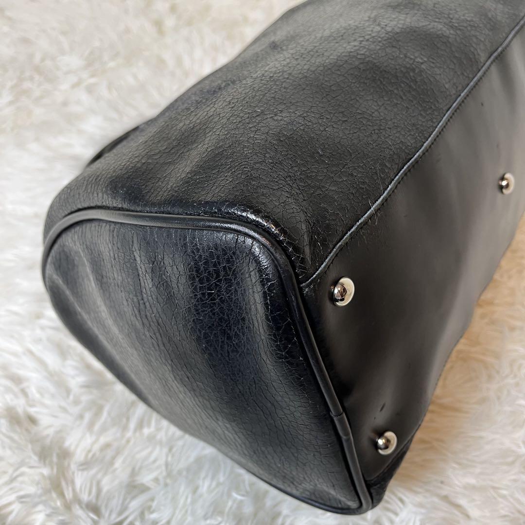 LONGCHAMP ミニボストンバッグ オールレザー 黒 シルバー金具 eeetasmaniaexpo.com.au