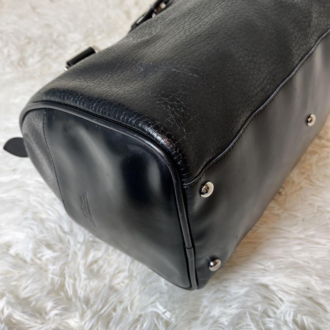LONGCHAMP ミニボストンバッグ オールレザー 黒 シルバー金具 eeetasmaniaexpo.com.au