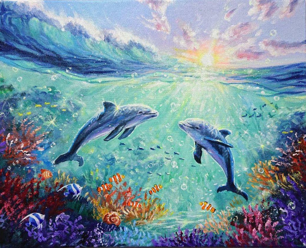 海中散歩】アクリル画 F3 風景画 絵画 - メルカリ