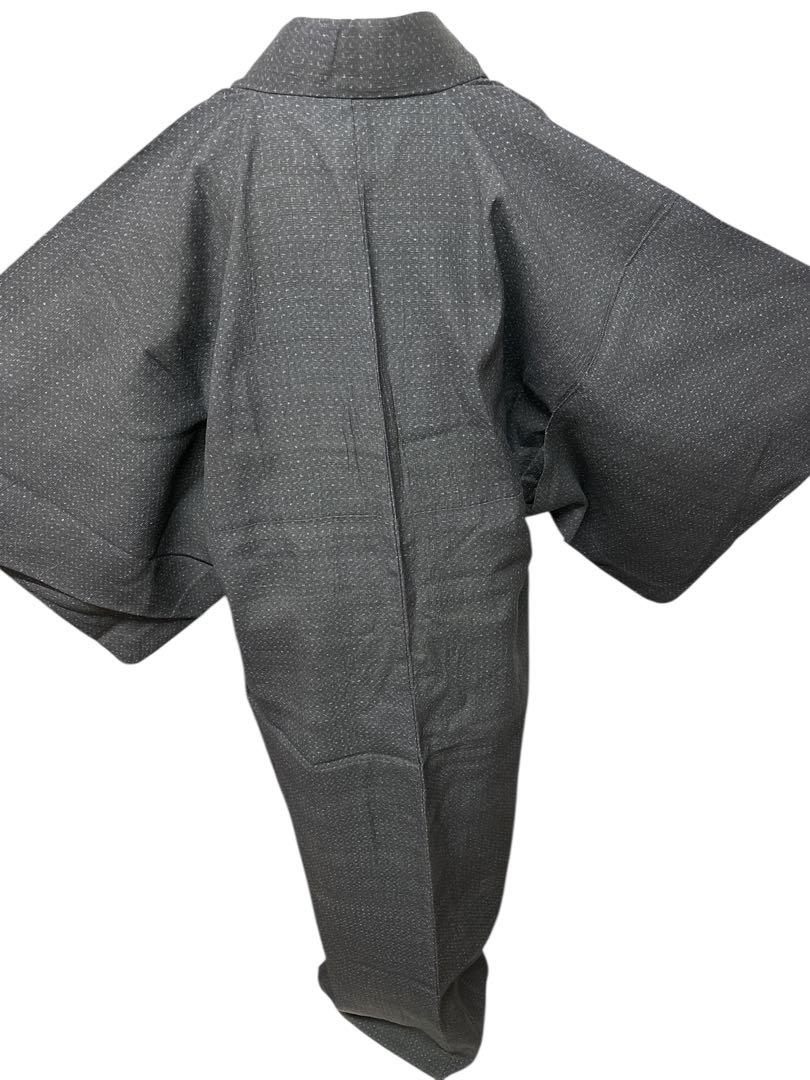 夏着物 小紋 着物　バチ　単衣　小千谷風