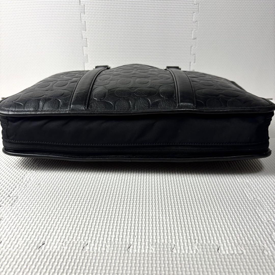美品　COACH コーチ　ブリーフケース　シグネチャー　ビジネス　レザー　黒
