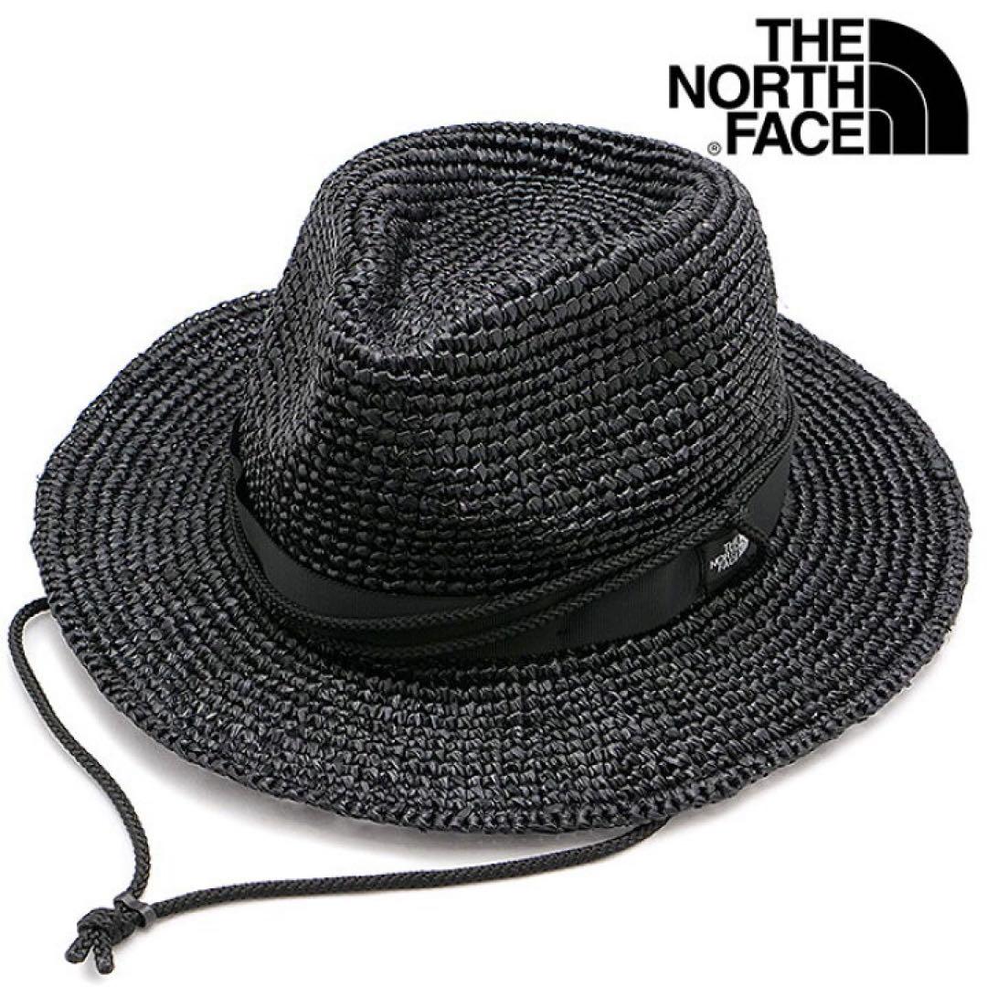 THE NORTH FACE ラフィアハット　麦わら　サファリ　ストロー　黒