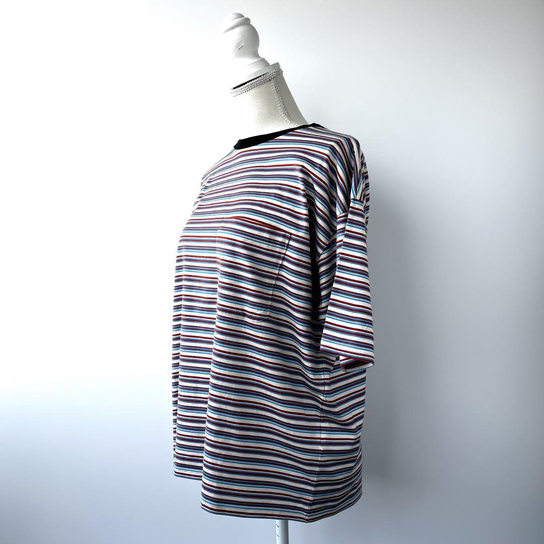 ＜6(ROKU)＞COTTON MULTI BORDER BIG T-SHIRT