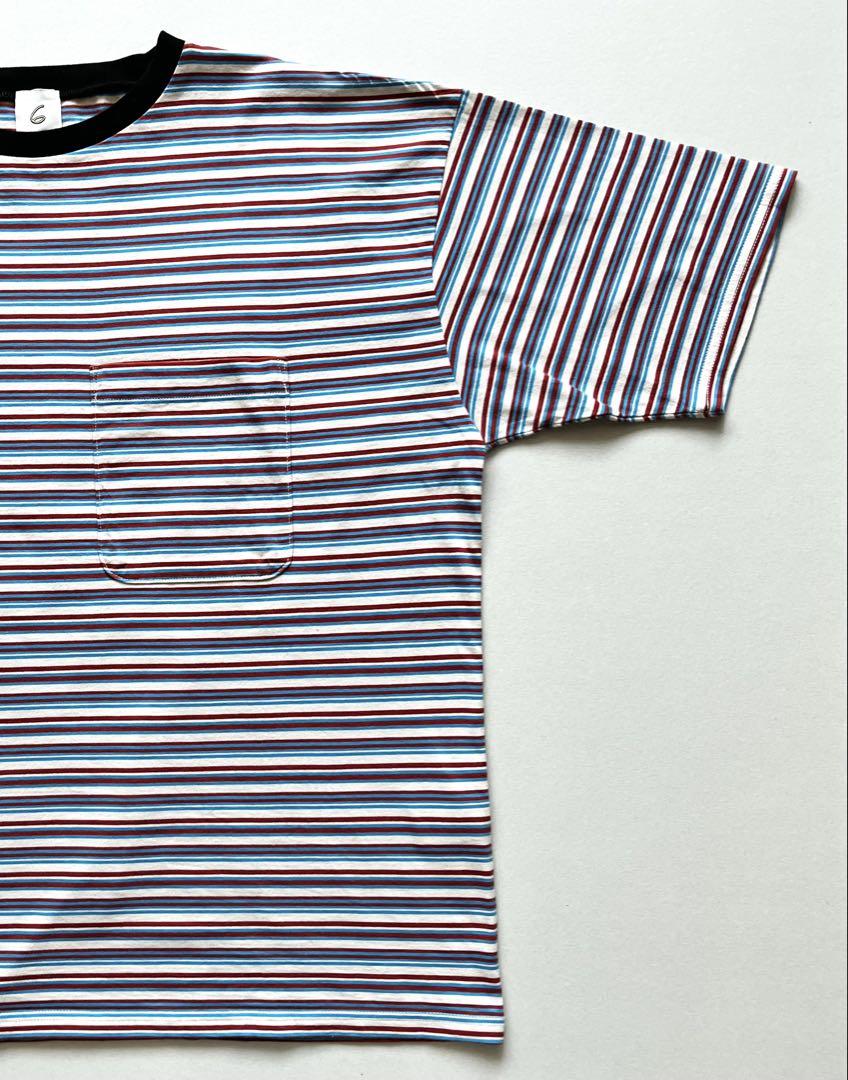 ＜6(ROKU)＞COTTON MULTI BORDER BIG T-SHIRT