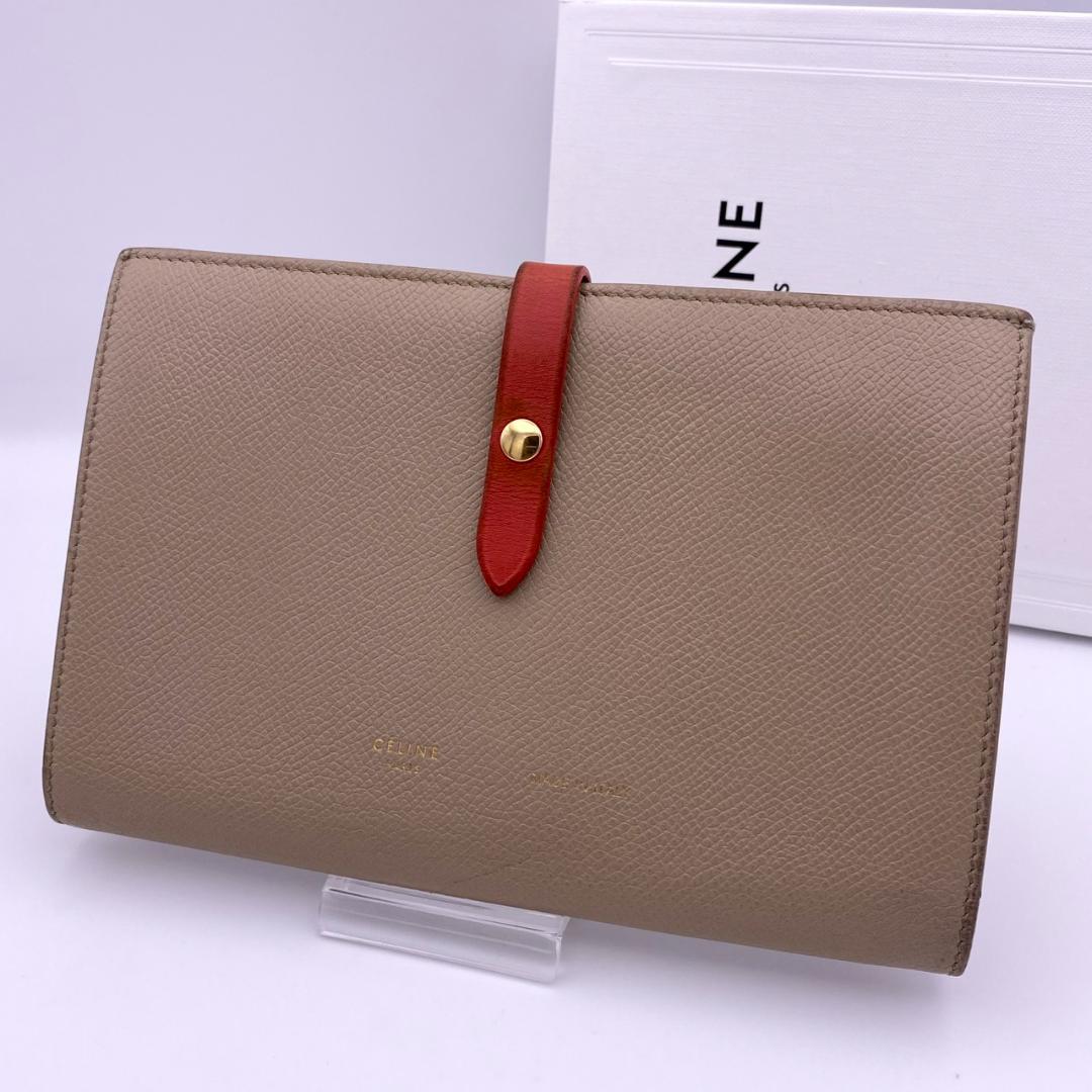 CELINE セリーヌ ラージ ストラップウォレット 二つ折り財布 ベージュ