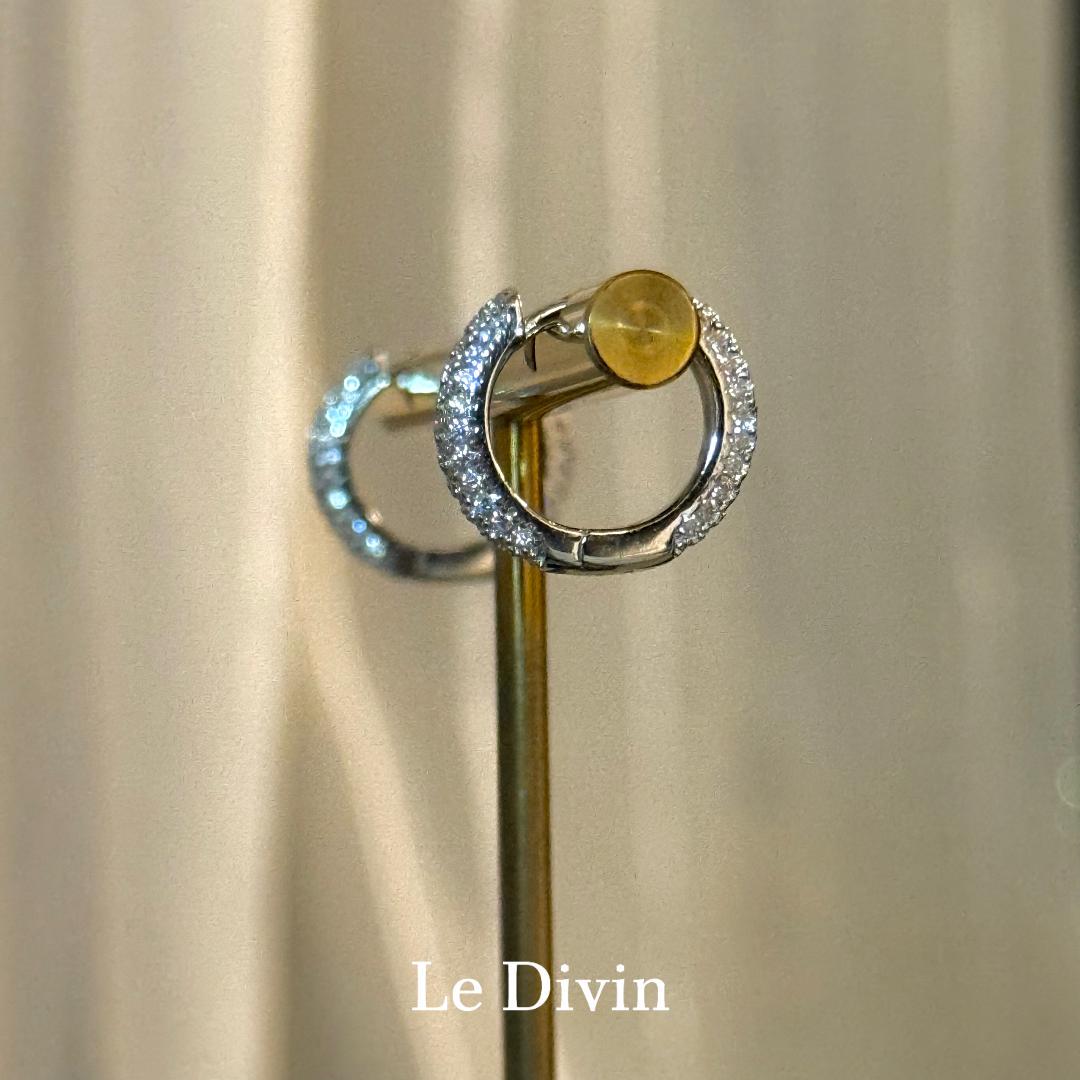 パヴェ ミニフープピアス モアサナイト S925プラチナ加工 金アレ対応 モアサナイト0.8ct パヴェフープピアス S925 プラチナ加工 金