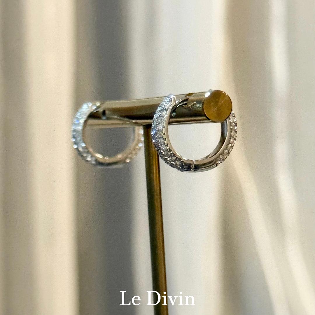 モアサナイト0.8ct パヴェフープピアス S925 プラチナ加工 金