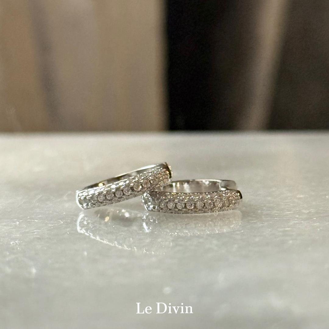 パヴェ ミニフープピアス モアサナイト S925プラチナ加工 金アレ対応 モアサナイト0.8ct パヴェフープピアス S925 プラチナ加工 金