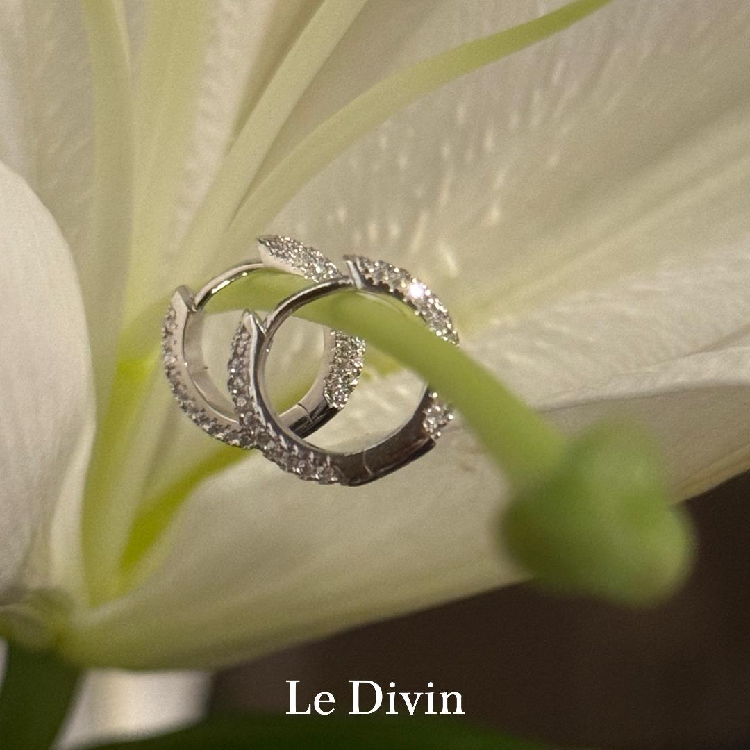 パヴェ ミニフープピアス モアサナイト S925プラチナ加工 金アレ対応 モアサナイト0.8ct パヴェフープピアス S925 プラチナ加工 金