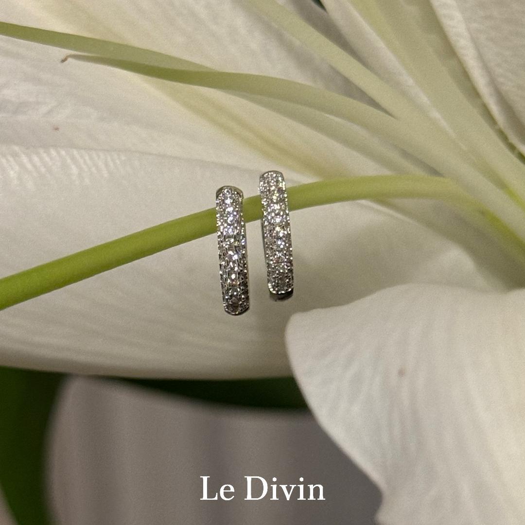 パヴェ ミニフープピアス モアサナイト S925プラチナ加工 金アレ対応 モアサナイト0.8ct パヴェフープピアス S925 プラチナ加工 金