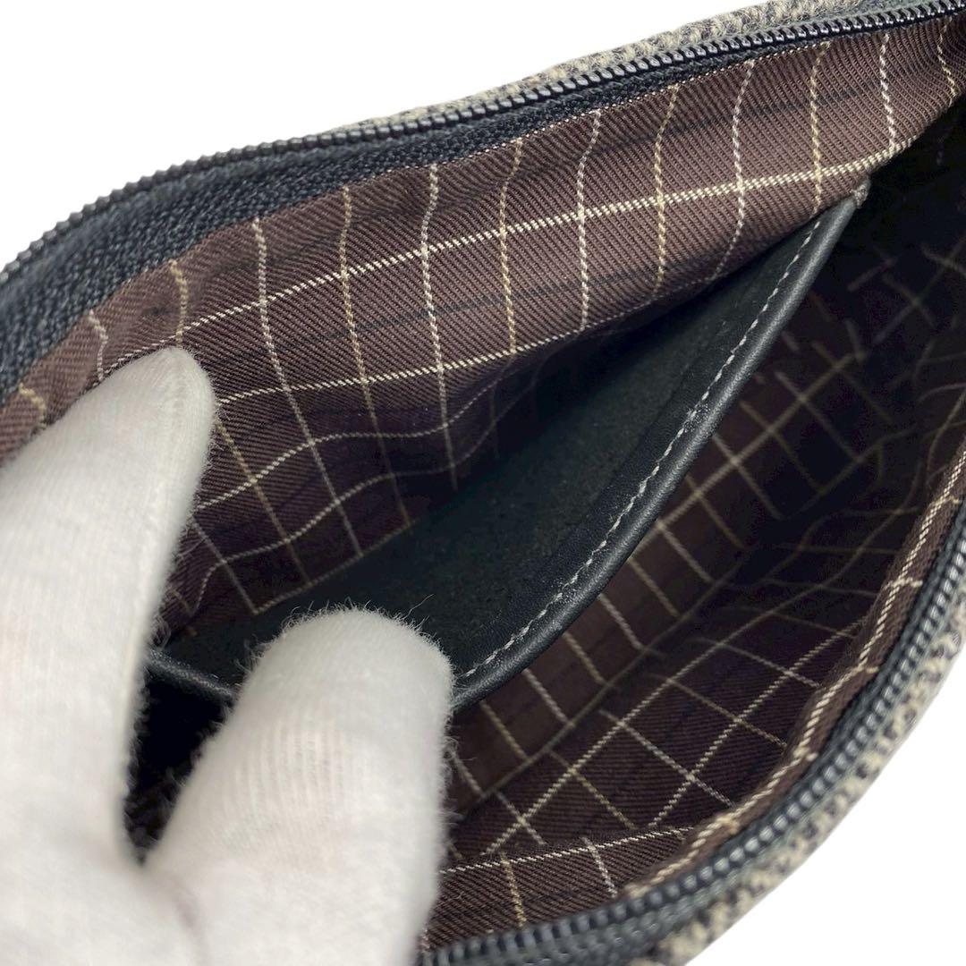 COACH コーチ ハンドバッグ ウール レザー グレー ブラック ミニバッグ