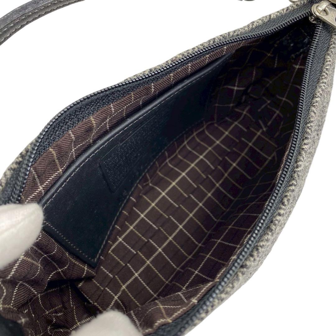 COACH コーチ ハンドバッグ ウール レザー グレー ブラック ミニバッグ