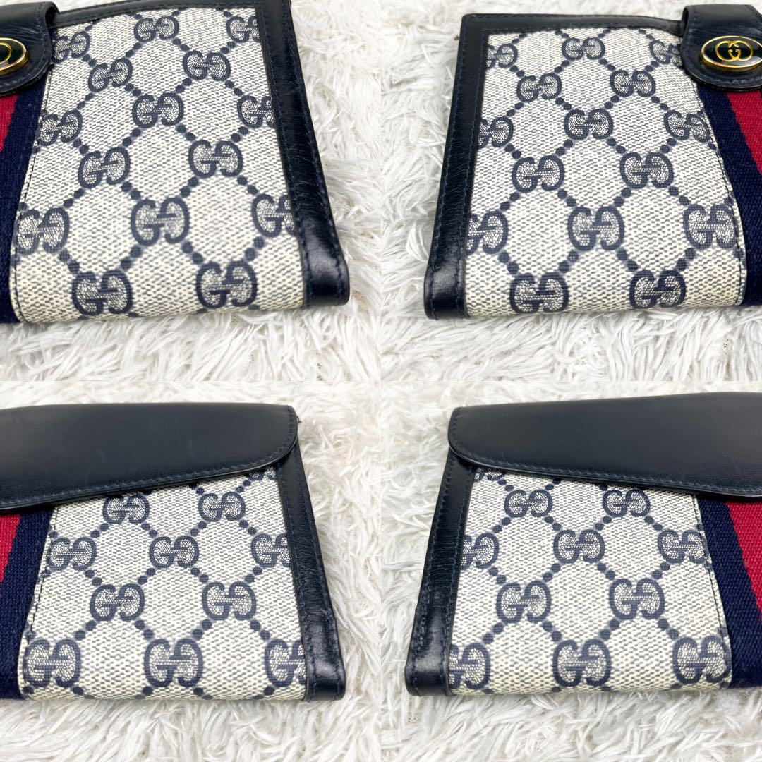 【極美品】オールドグッチ シェリーライン GGスプリーム 長財布 ネイビー